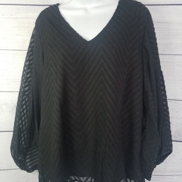 Women's Balloon Sleeve V Neck Blouse M - Picture 1 of 1